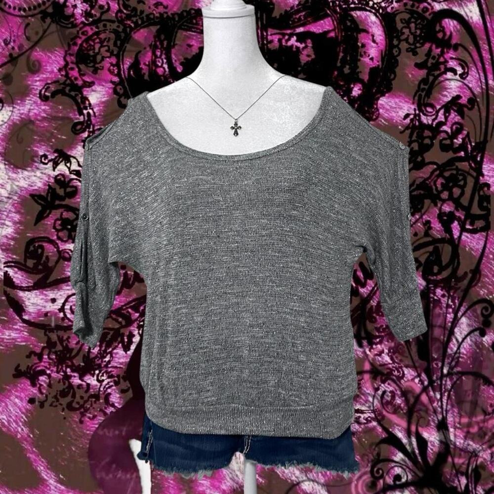 Glittery grey dolman batwing blouse